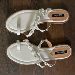 strappy pearl sandals